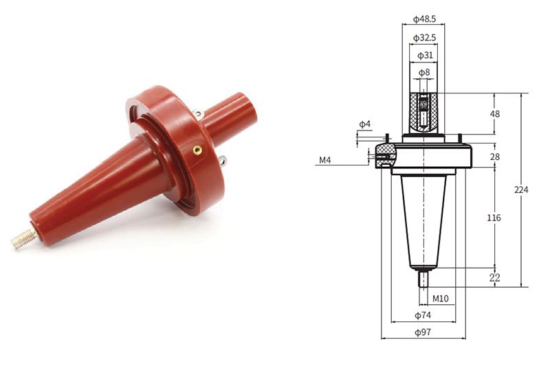 Conector de codo (enchufe) de 250A